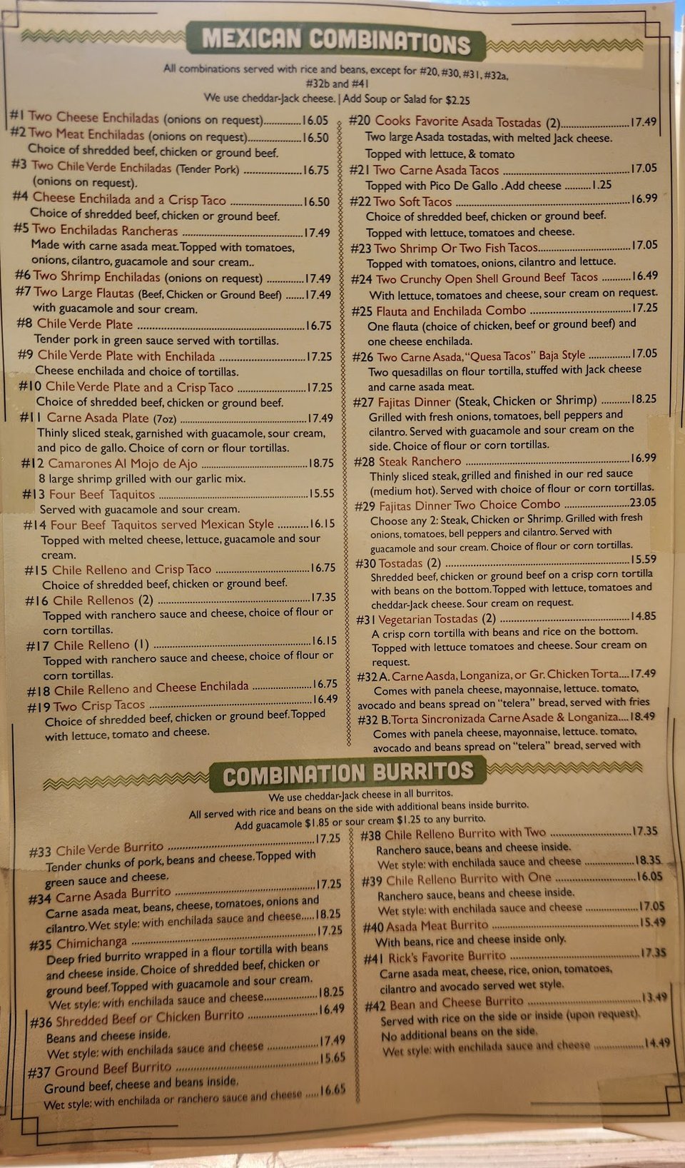 Menu page with breakfast, lunch, and dinner choices.